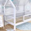 ZORI sosnowe łóżko dziecięce domek z okrągłymi szczebelkami