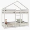HUGO PIĘTROWE drewniane łóżko piętrowe domek z poziomymi barierkami na niskich nogach