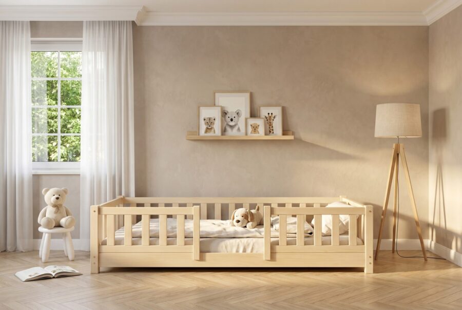 LEA_sosna_3cm_front LEA sosnowe łóżko parterowe z barierkami płotek